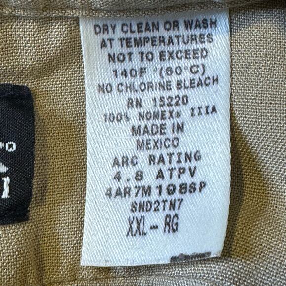 Bulwark Protective Apparel Tan Size XXL Button Up Nomex FR Shirt - Picture 6 of 8